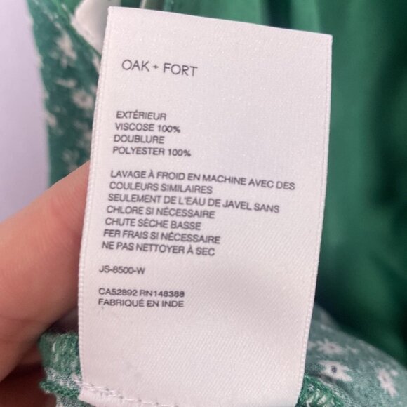 OAK + FORT Green White Floral Daisy Jumpsuit Evergreen Print - Size 0 - Picture 15 of 15